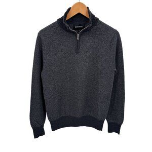 Bonobos 1/4 Zip‎ Pullover Sweater Mens Small Gray 100% Extra Fine Merino Wool